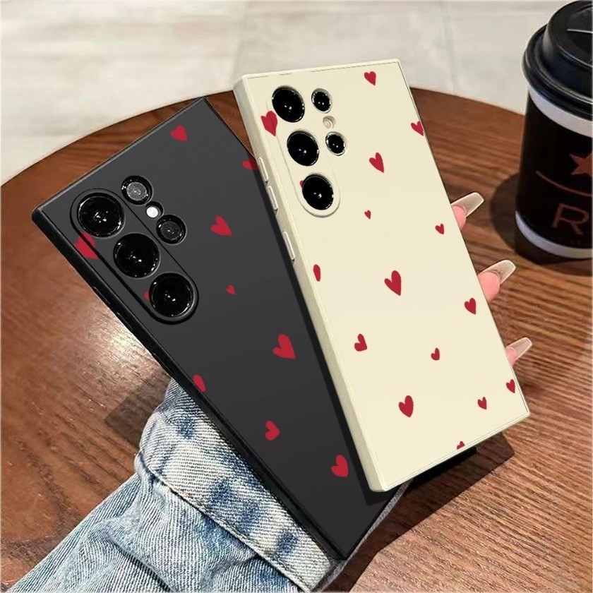 Ốp Điện Thoại Trái Tim Tình Yêu Màu Đỏ Đơn Giản Màu Đỏ Đen Cho Vivo V70 Elite V70 FE V60 Lite V60E V50 Lite S1 Pro Ốp lưng TPU Mềm Chống Sốc
