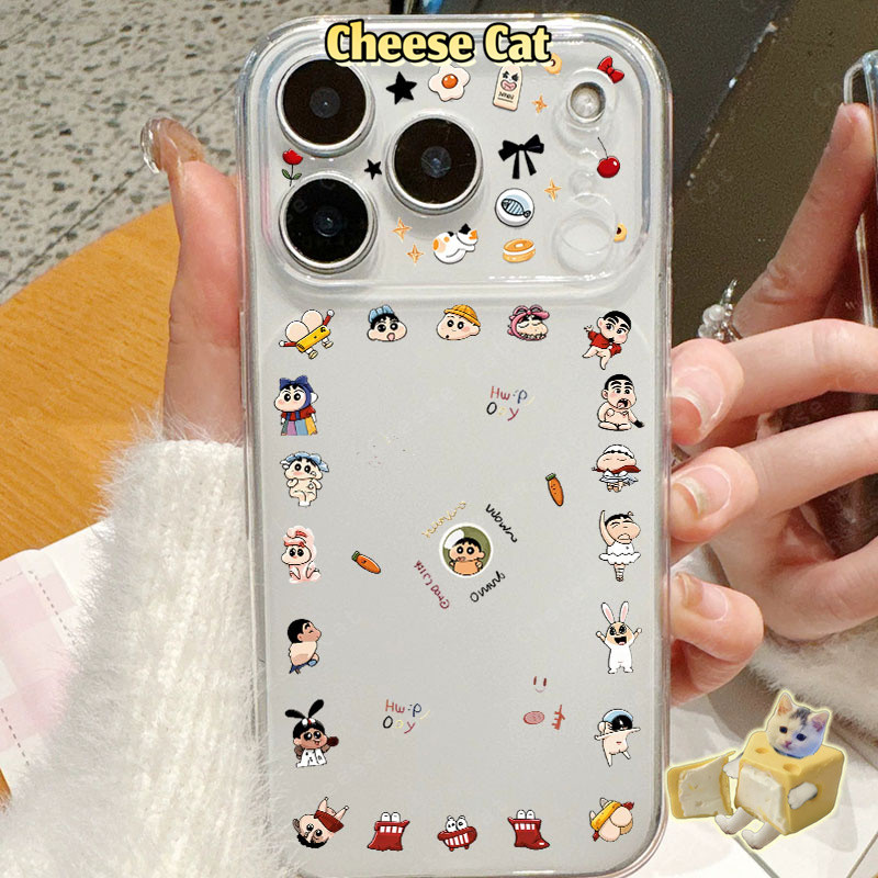 Chuyển sang tuổi 17PM Shin Ốp điện thoại bảo vệ họa tiết ống kính dễ thương cho iPhone Xs XR 11 12 13 14 15 16 Pro Max