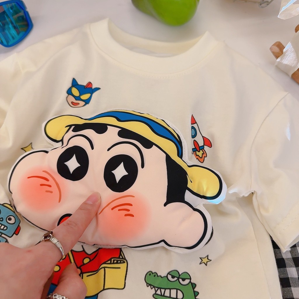 Ba Chiều Pinchable Búp Bê Trẻ Em Áo Thun Tay Ngắn Cotton Nguyên Chất Mùa Hè Top 80-180 Size M4YJ
