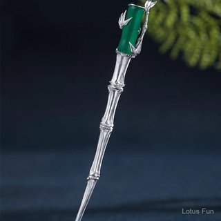 [Báo Tre Hòa Bình] Hoa Trăng Tròn Cùng Phong Cách Mã Não Xanh Tre Bạc Kẹp Tóc Nữ Chắc Chắn Cổ Điển Trung Quốc Phong Cách Tòa Án Hanfu Pan Hair Bun Mũ Đội Đầu