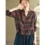 Sản phẩm mới Áo sơ mi ngắn kẻ sọc nữ cổ chữ V dáng rộng phong cách mỏng Áo Cardigan cỡ lớn