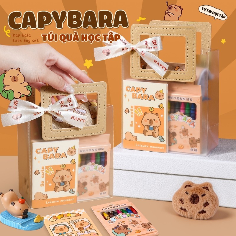 Set Quà Tặng Capybara Độc Đáo - Đồ Dùng Học Sinh Dễ Thương Và Văn Phòng Phẩm, Quà Tặng Hoàn Hảo Cho Quà Sinh Nhật, 1/6