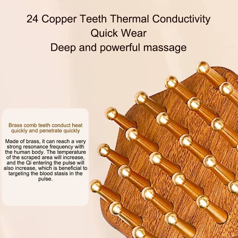 HFSHY Đồng Hạt Massage Gua Sha Lược Kinh Tuyến Bàn Chải Chống Tĩnh Điện Tay Cầm Điểm Massage Bàn Chải Bền Trung Quốc SPA Acupoint Massage Dụng Cụ VN