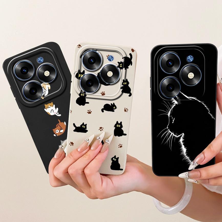 Dành Cho Infinix Hot 40i Ốp Điện Thoại Infinix X6528B Mèo Dễ Thương Hoạt Hình Thỏ Tranh Trường Hợp Chống Sốc Bảo Vệ Silicon Mềm Vỏ
