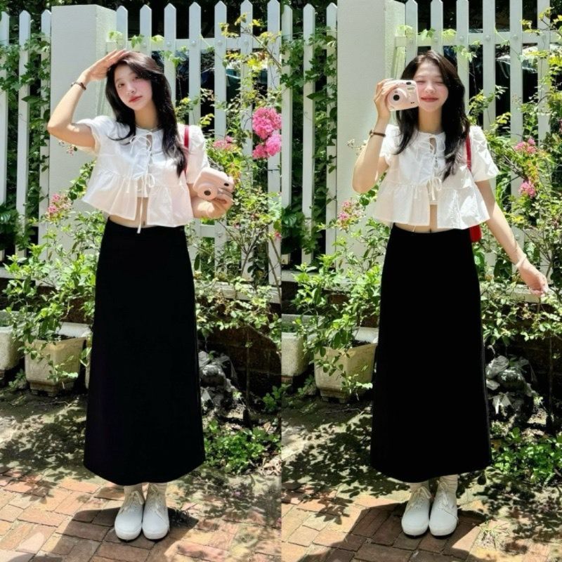 Chân Váy Đen Dáng Dài Form Midi Co Dãn (ẢNH THẬT)M8988 - SamHi Closet