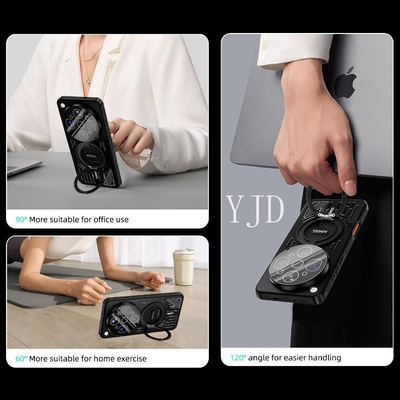 Ốp YJD Cho OPPO Find X9 Siêu Rỗng Tản Nhiệt Chống Rơi Túi Khí Từ Tính Attration 360 ° Ốp điện thoại chống rơi giá đỡ xoay