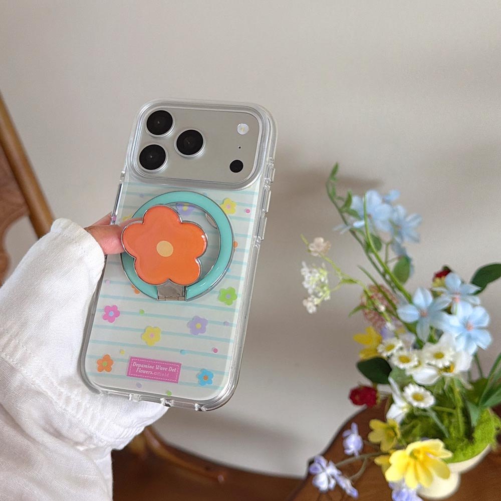 Ốp Lưng Cứng Tương Thích Với iPhone 13 14 14Pro 14ProMax 15 15Pro 15ProMax 16 16Pro 16ProMax 17 17Pro 17ProMax Vỏ Nam Châm Họa Tiết Hoa Sọc Màu