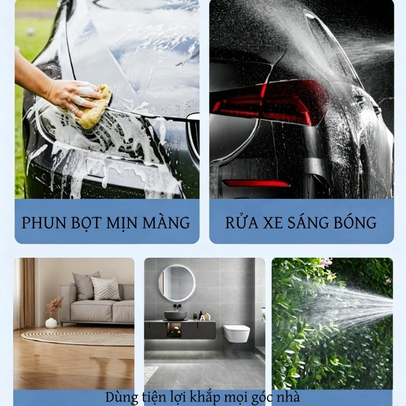 Máy phun bọt rửa xe ,Bọt ô tô chạy bằng pin,Súng phun bọt khí nén, vòi phun thích hợp cho ô tô và sân vườn.