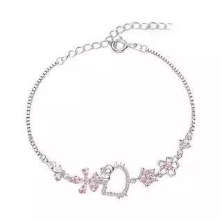Vòng Tay Mèo Rỗng Kim Cương Hồng Hoa Anh Đào Vòng Tay Dành Cho Nữ Hàn Quốc Ngọt Ngào Và Dễ Thương Vòng Tay Có Thể Điều Chỉnh Đa Năng Cho Bạn Gái Và Học Sinh