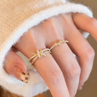 Nhẫn Đường Vàng Gắn Với Ngọc Trai Và Zircons Nhẫn Hai Lớp Dành Cho Nữ Thiết Kế Niche Độc Đáo Nhẹ Sang Trọng Xếp Chồng Nhẫn