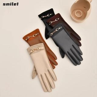 Găng Tay Nữ SMILE, Găng Tay Năm Ngón Lót Lông Cừu Chống Thấm Nước, Da Protein Chống Gió Thời Trang Phong Cách Hàn Quốc Găng Tay Mùa Đông Ngoài Trời