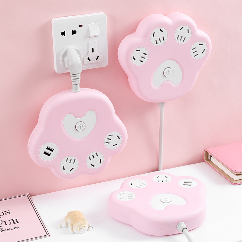 Ổ cắm chuyển đổi máy tính để bàn móng vuốt mèo sáng tạo có dải nguồn USB Ký túc xá văn phòng tại nhà Ổ cắm xốp Kéo đường bảng điều khiển HYDQ