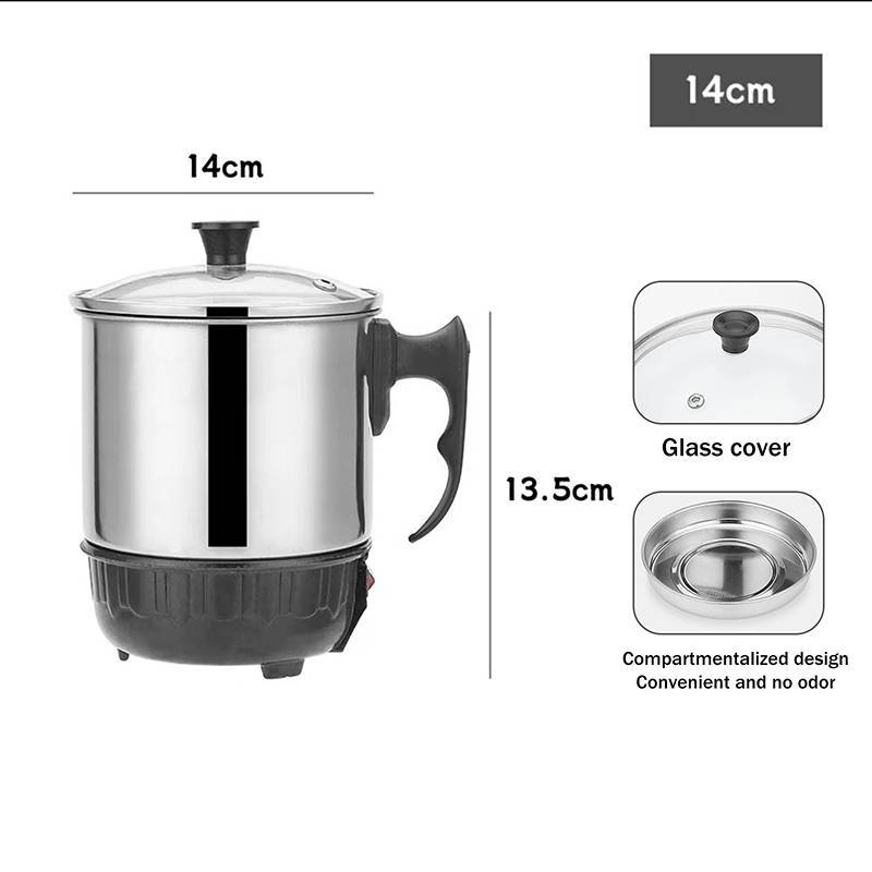 Newsmallbrains 11CM 12CM 14CM Cốc sưởi ấm chống khô đa năng Máy nước nóng bằng thép không gỉ Nồi điện Ấm đun nước Ấm đun nước để nấu ăn và du lịch Sử dụng NSB