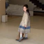 Váy bé gái Váy bé gái Phong cách Hàn Quốc Khâu ren Mori Phong cách dài tay phồng Đầm trẻ em
