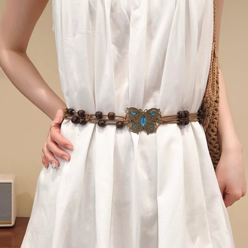 Dây đeo thắt lưng bện thời trang Bohemian hoa Retro Bướm Nữ Dây thắt lưng