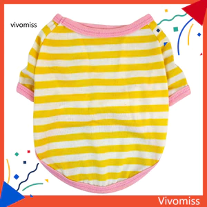 Áo thun cho chó sọc dễ thương cho chó nhỏ vừa Áo thun ngắn tay thông thường cho thú cưng Trang phục chó con cổ tròn thoải mái Áo thun chui đầu nhẹ để mặc hàng ngày Áo thun sọc cho chó