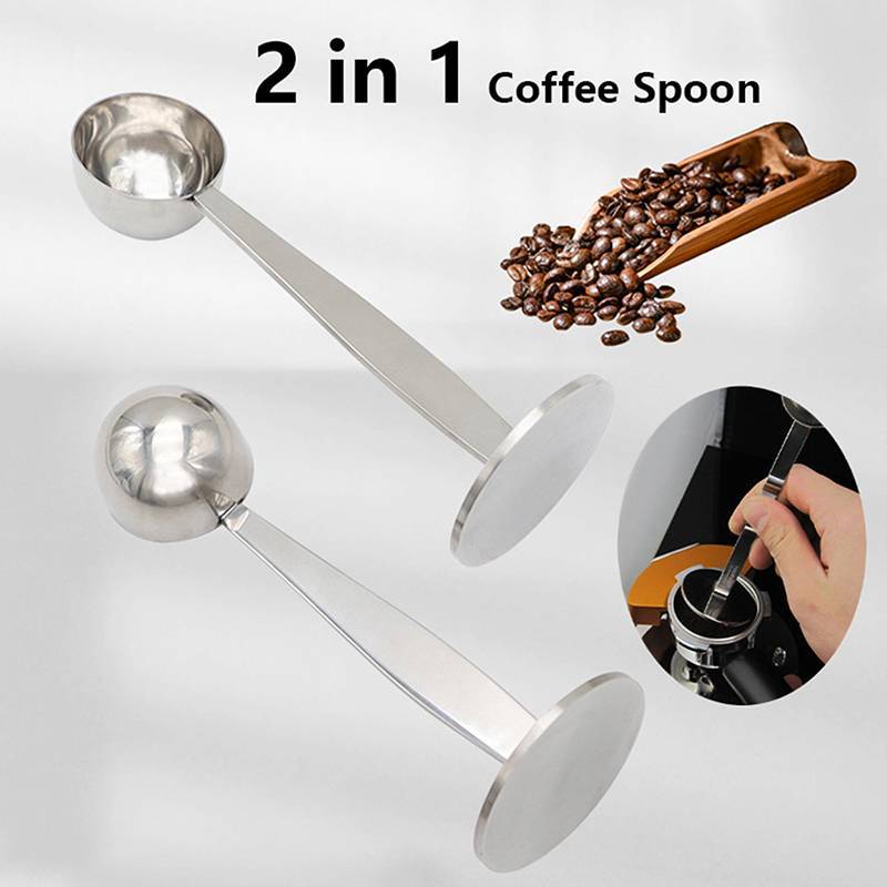 WHPHous-t Muỗng Tamper Đứng 15ml 2 trong 1 bằng thép không gỉ, đo bột cà phê, di động, dụng cụ gia vị nhà bếp