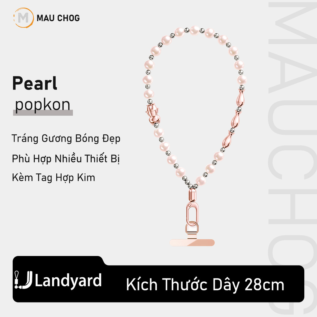 Dây Đeo Tay Điện Thoại Xâu Hạt Ngọc Chai Hình Thú Dễ Thương Độ Dài 28cm Kèm Tag Cho iPhone Samsung