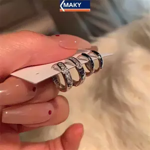 MAKY Bộ 4 Chiếc Bông Tai Zircon Pha Lê Đẹp, Thời Trang cho Nữ