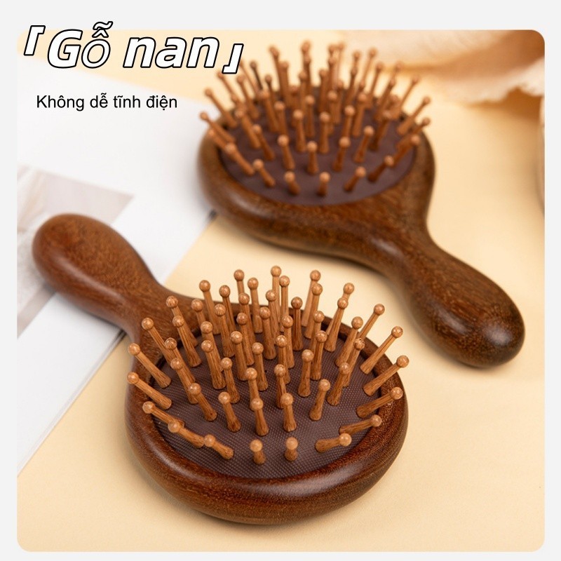 Lược Gỗ Đàn Hương Massage Đầu - Gỡ Rối, Chống Rụng Tóc, Giảm Đứt Gãy, Đệm Khí Đa Năng, Giúp Tóc Khỏe & Ngủ Ngon