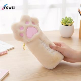 YOWEI Hoạt Hình Sang Trọng Mèo Paw Hộp Đựng Bút Chì Dung Tích Lớn Động Vật Phong Cách Giá Đỡ Túi Mềm Cho Trường Học Văn Phòng Phẩm Đồ Dùng Trẻ Em Bé Gái Quà Tặng VN