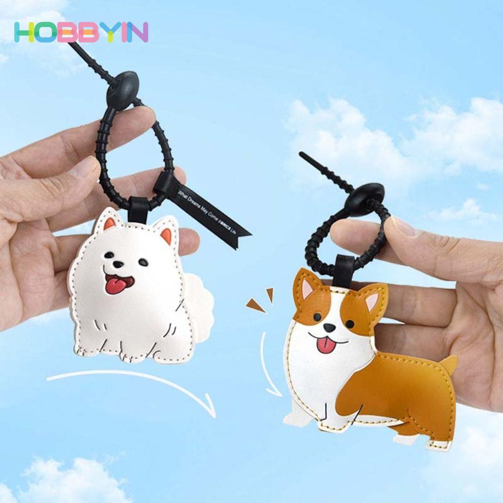 Móc khóa chó con HOBBYIN, Pinch dễ thương được gọi là Bibi Puppy Puppy Puppy Mặt dây chuyền, Âm thanh sáng tạo Da PU Corgi Túi Mặt dây chuyền Người lớn Trẻ em