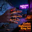Bộ Nhẫn Halloween Gothic Nam - Mạ Hợp Kim Đen Skull Cross Spider Red Eye Design - Có Thể Điều Chỉnh Mở Phù Hợp Với Đa Năng Có Thể Xếp Chồng