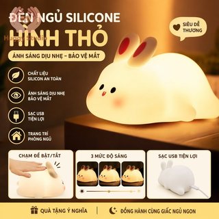 Đèn ngủ thỏ silicon mềm Silicone nhẹ nhàng Đèn LED hẹn giờ Chức năng sạc USB Phòng ngủ