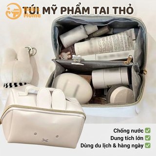 Túi đựng đồ trang điểm thỏ PU Hộp đựng mỹ phẩm Dung tích lớn Du lịch hàng ngày Túi đựng đồ dễ thương