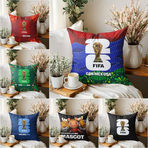 Vỏ gối Logo FIFA World Cup 2026 Vỏ gối in một mặt, Trang trí ghế Sofa phòng khách Giáng sinh (Không có lõi)