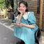 Váy ngắn nữ cho người béo, họa tiết nấm và màu sắc đối lập, thiết kế búp bê