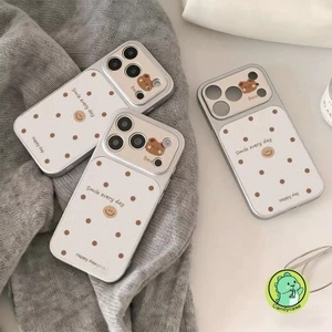 Ốp Điện Thoại Gấu Dễ Thương Cho Honor 600 500 400 300 Ultra 200 100 90 Smart 80 GT SE 70 60 Magic 8 7 6 Pro 5 4 Lite 5G 4G Vỏ Da PU Hoạt Hình Chấm Bi Ins Phong Cách 3D Mềm Mại Vỏ