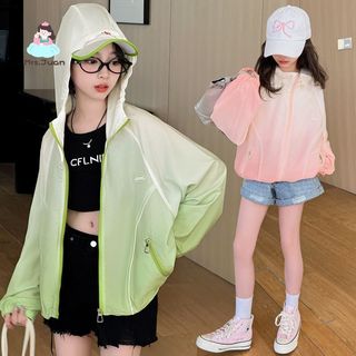 Áo chống nắng bé gái mỏng nhẹ thoáng khí có mũ - áo khoác mùa hè chống tia UV cho bé