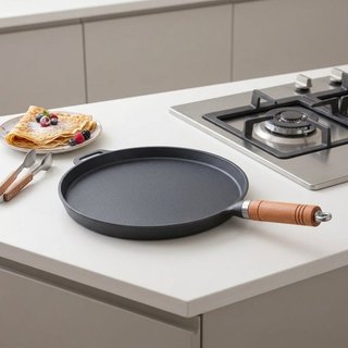 Gang Skillet Chống Dính Đế Bằng Gỗ Tay Cầm Bánh Nướng Bít Tết Chiên Chảo Cảm Ứng Lò Nướng Khí