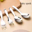 Muỗng ăn dặm bằng thép không gỉ cho trẻ em, muỗng ăn dặm cho bé, muỗng cầm tay dễ thương đáy phẳng.