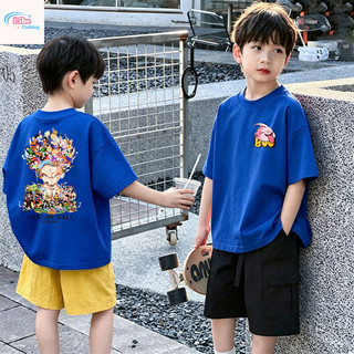 (2-12 tuổi) Áo thun ngắn tay in hình hoạt hình Dragon Ball cho bé trai, cổ tròn, chất liệu cotton nguyên chất.