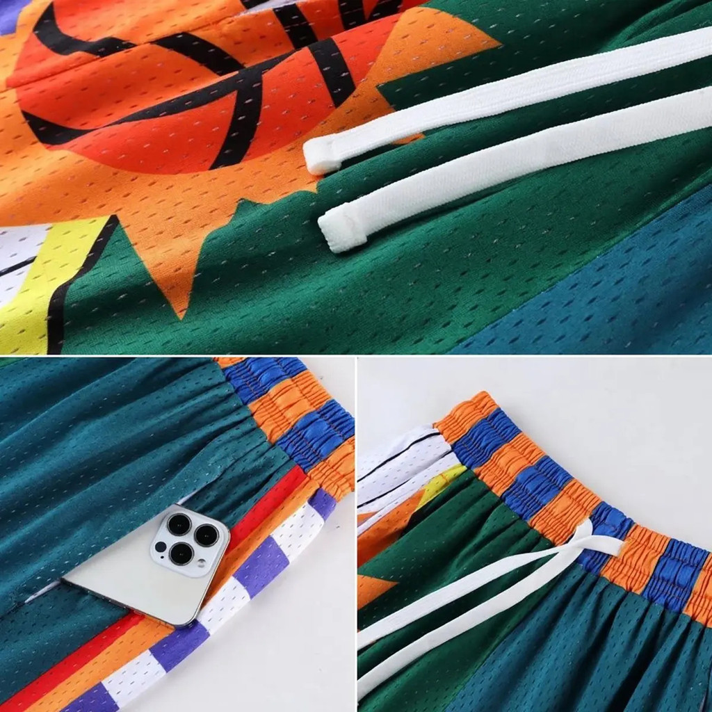 Quần short bóng rổ dáng rộng vừa vặn, in hình thời trang đường phố, khô nhanh thoáng khí
