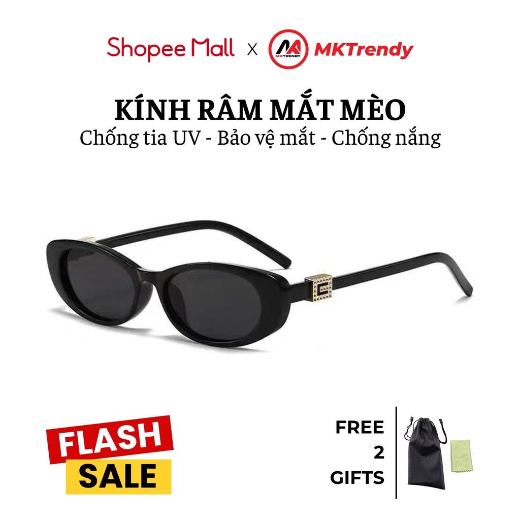 [Live x MKTRENDY] Kính râm mắt mèo chống tia UV kính mát thời trang nam nữ sang trọng phong cách T22