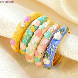 Nhẫn tráng men thả dầu đô thị, Nhẫn mở hoa phong cách cổ điển đầy màu sắc, Nhẫn tráng men nhỏ giọt phong cách đa năng cổ điển
