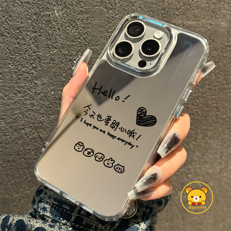 Ốp Điện Thoại Mèo Happy Dog Cho Realme GT 8 7 5 Pro 3 Neo 8 7X 7 6 5 SE 240W V70 V60 V60S V23 V23i P4 Lite P3 Ultra P1 Pro Q5i U1 Vỏ Gương Hoạt Hình Dễ Thương