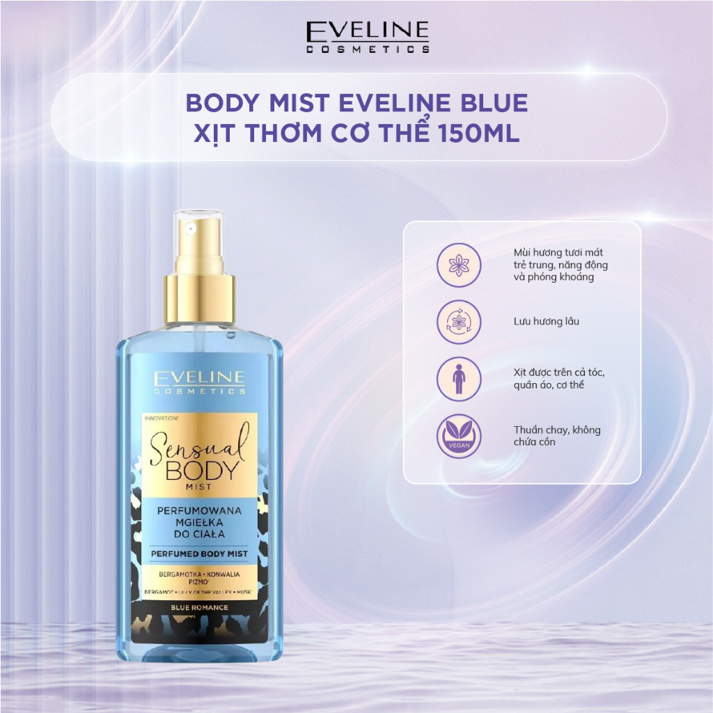 Body Mist Eveline Blue Romance xịt thơm cơ thể 150ml