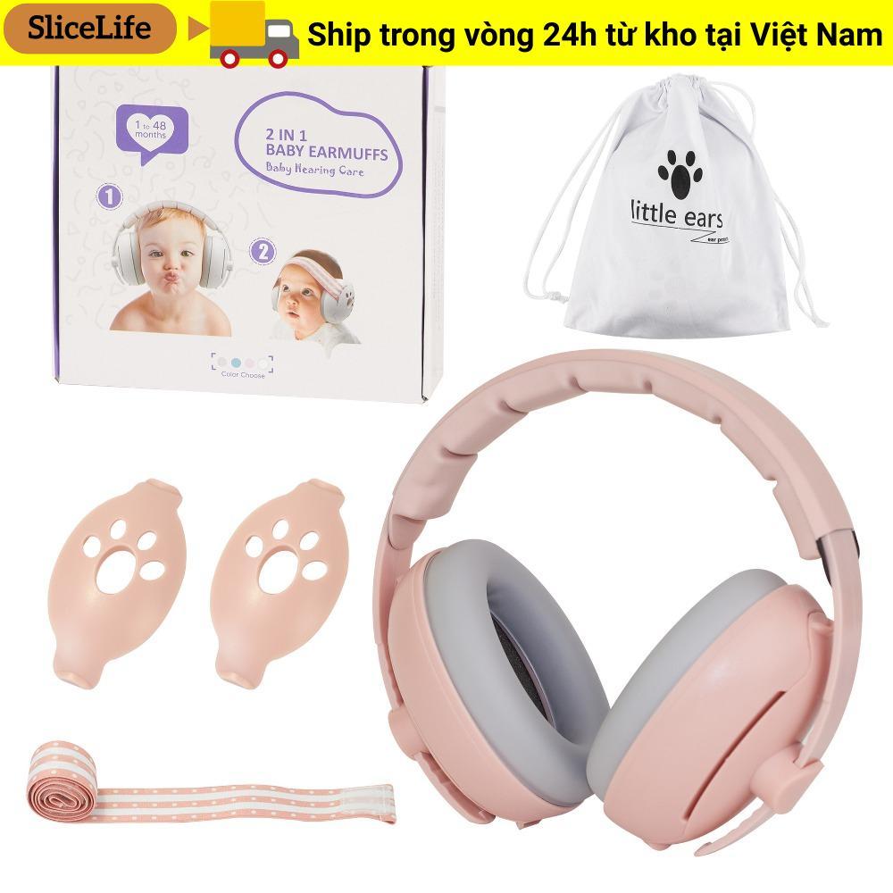 Tai nghe bảo vệ tai SLICELLIFE 2 trong 1 cho bé, khử ồn, nút tai giảm tiếng có thể điều chỉnh, thiết kế chuyển đổi di động