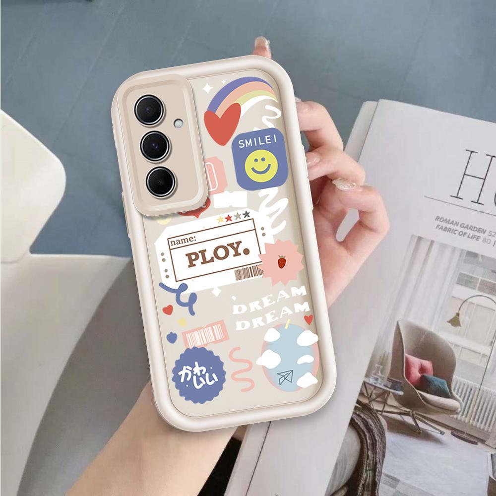 Ốp Lưng Cho Samsung A04S A05S A14 A15 A25 A35 A55 A16 A56 A17 5G Phim Hoạt Hình Silicon Nghệ Thuật Mềm Ốp lưng TPU Nhãn Nụ Cười Hoa Mắt Thiên Thần Ốp Lưng Chống Sốc