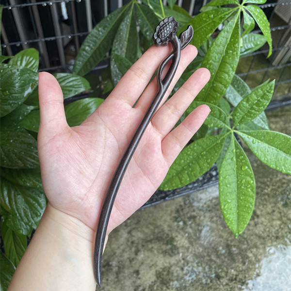 WHX Kẹp tóc gỗ đàn hương màu tím, thiết kế cổ điển, phụ kiện Hanfu, kẹp cuộn tóc gỗ mun