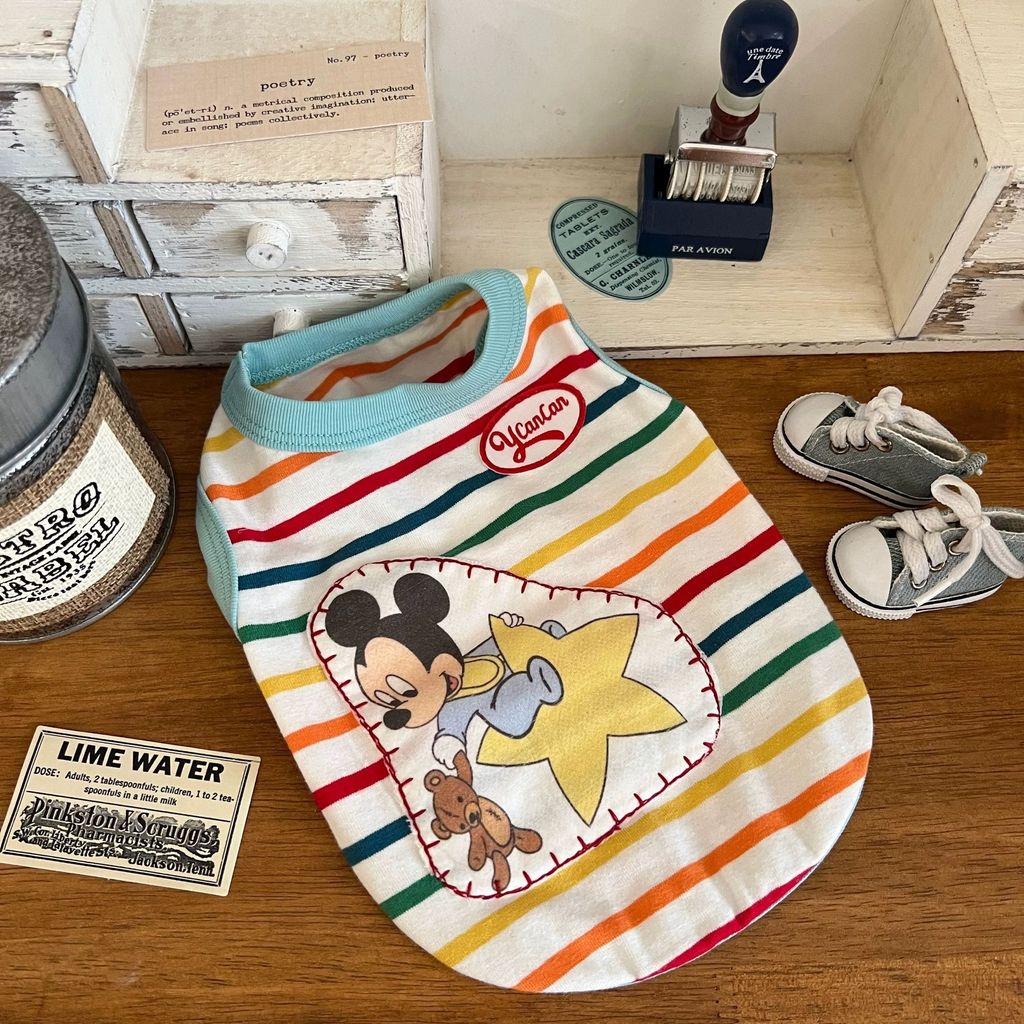 Quần Áo Cho Chó Mùa Hè Sọc Cầu Vồng Phong Cách Mickey Hoạt Hình Thú Cưng Vest