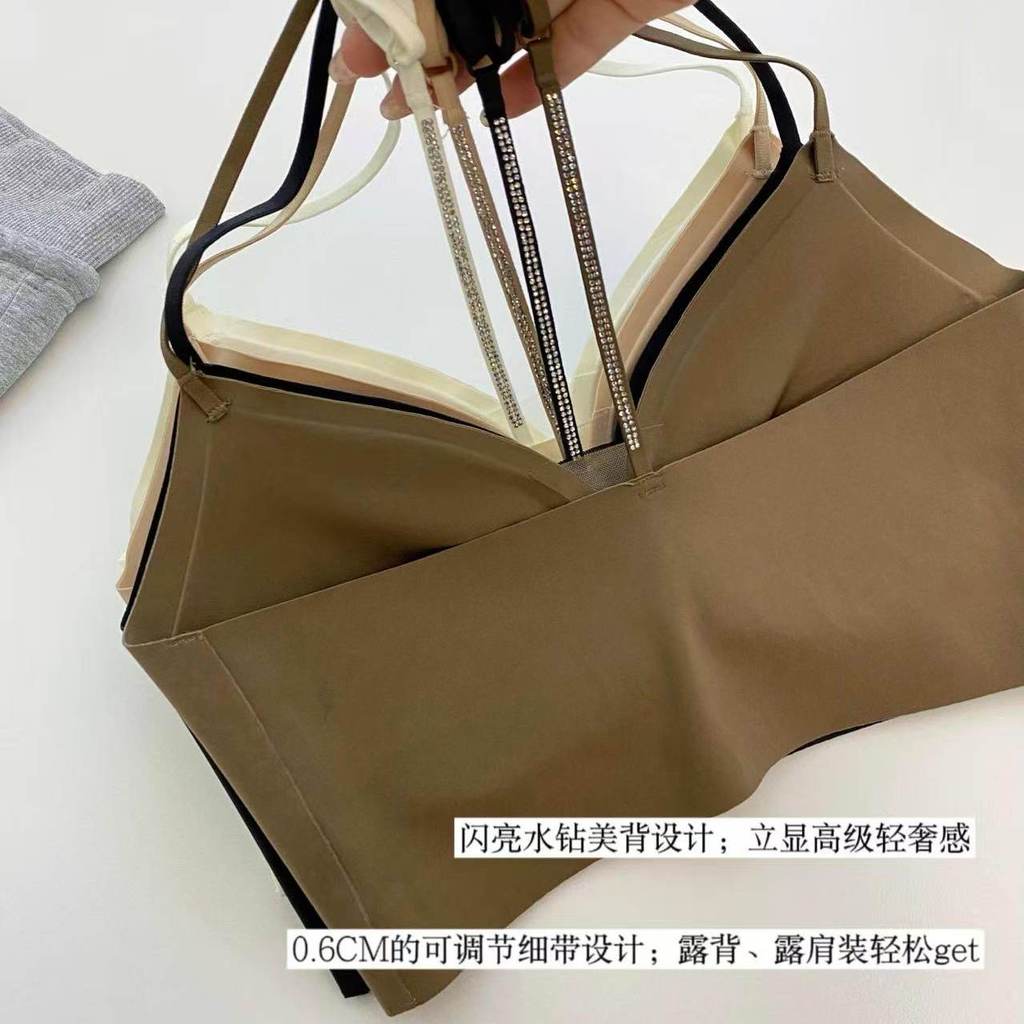 Gạc cổ chữ V gợi cảm liền mạch với áo ngực nữ thiết kế dây kim cương