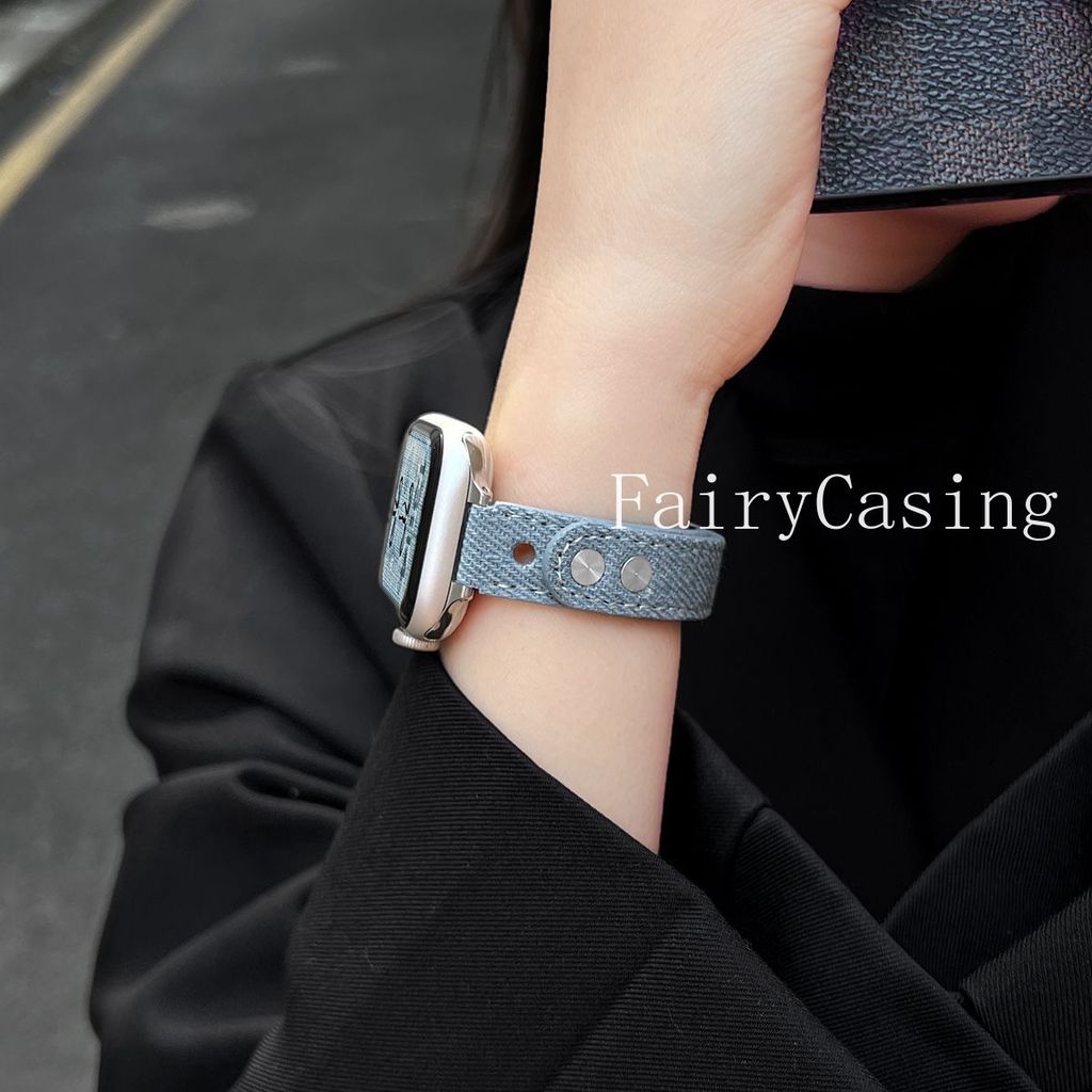 Dây da Denim cho Apple Watch Ultra 3-2 41 40 49mm 38 42mm 44mm 45mm Vòng đeo tay iwatch S11 10 46mm 9 7 Se 3 4 6
