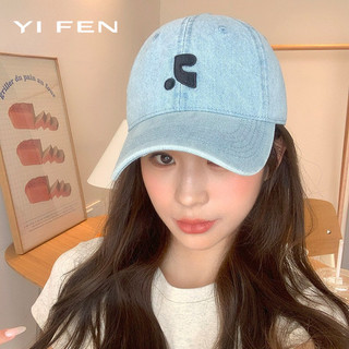 YIFEN Mỹ Retro Rửa Mũ Bóng Chày Denim Nữ Phiên Bản Hàn Quốc Thể Hiện Mặt Nhỏ Cặp Đôi Đường Phố Thêu Mũ Thường Ngày