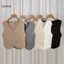 LUImo Pháp Retro Màu V-ne Áo Vest dệt kim mỏng không tay cổ điển dành cho nữ SBS