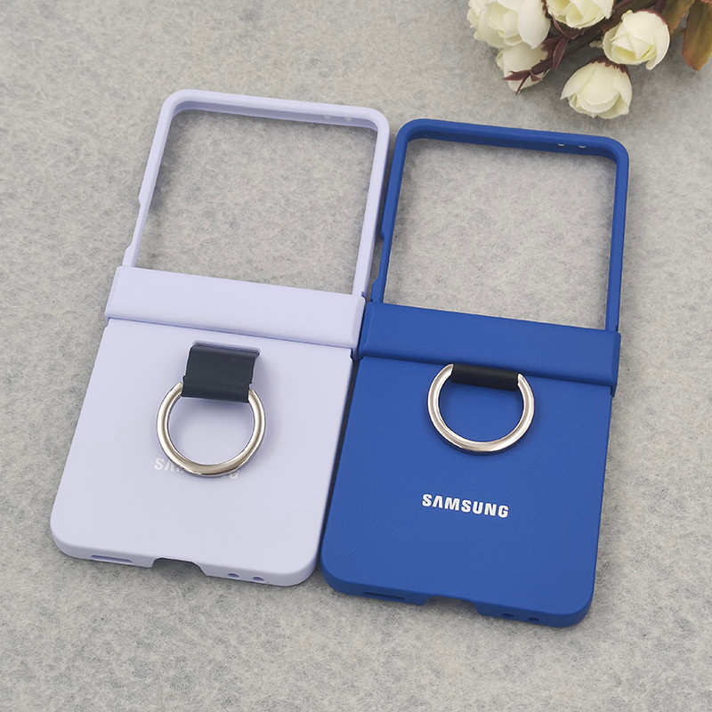 Sang Trọng Nhẫn Cầm Dành Cho Samsung Z Flip 7 6 5 4 3 Matte Cứng PC Khóa Ngón Tay Điện Thoại Chống Sốc Cho Galaxy Z Flip7 ZFlip6